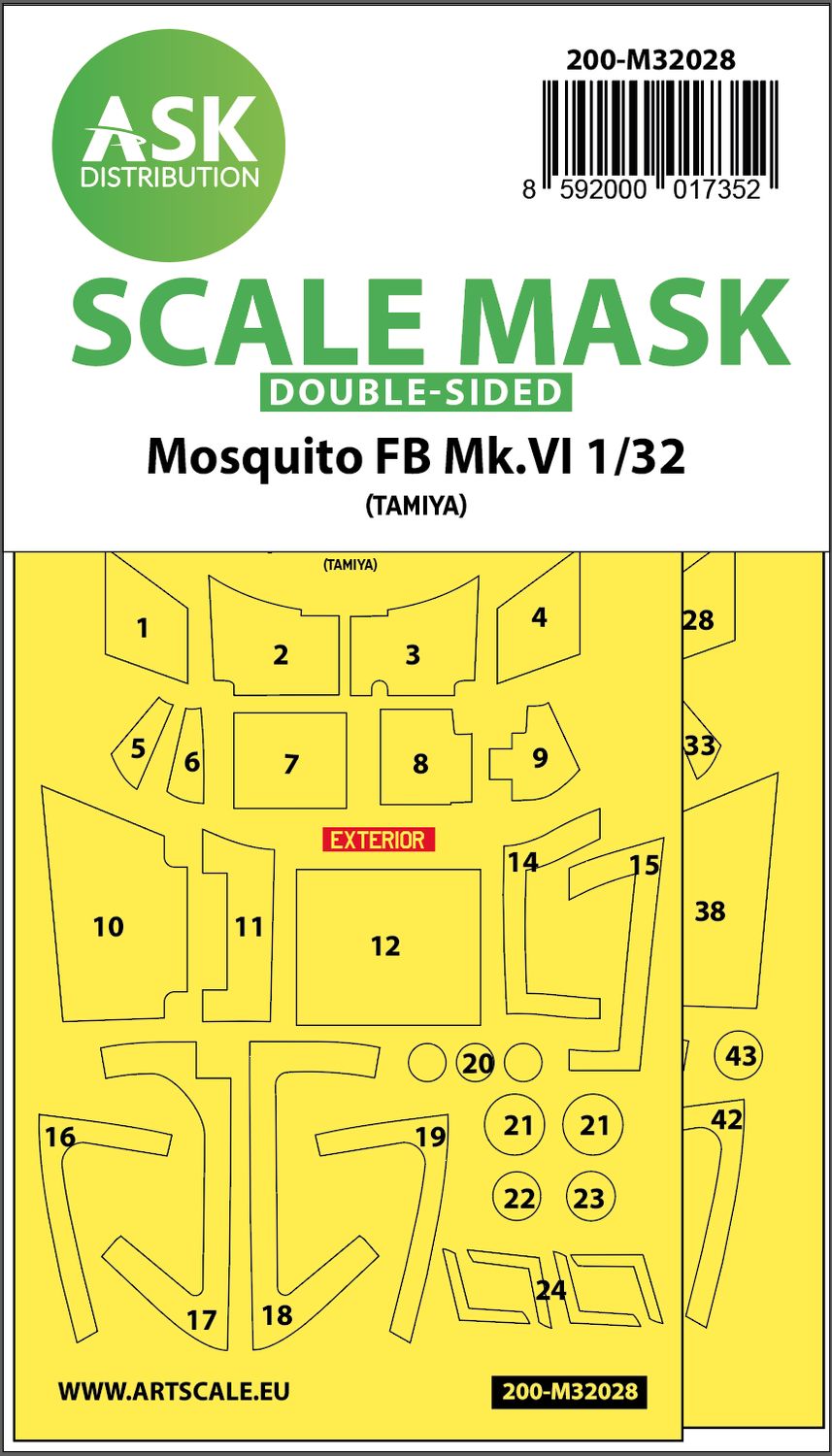 200-M32028 - Mosquito FB Mk.VI double-sided express masks for Tamiya - 1:32