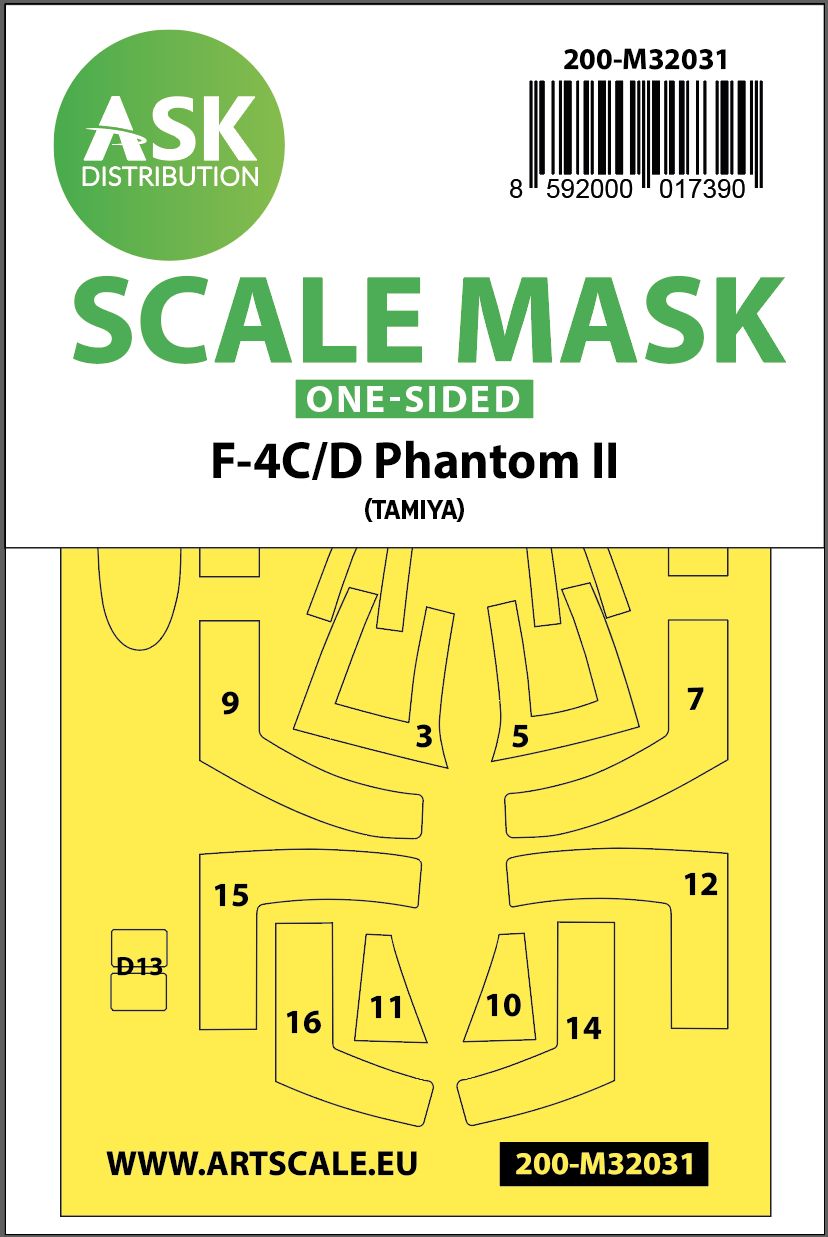 200-M32031 - F-4C/D Phantom one-sided mask for Tamiya - 1:32