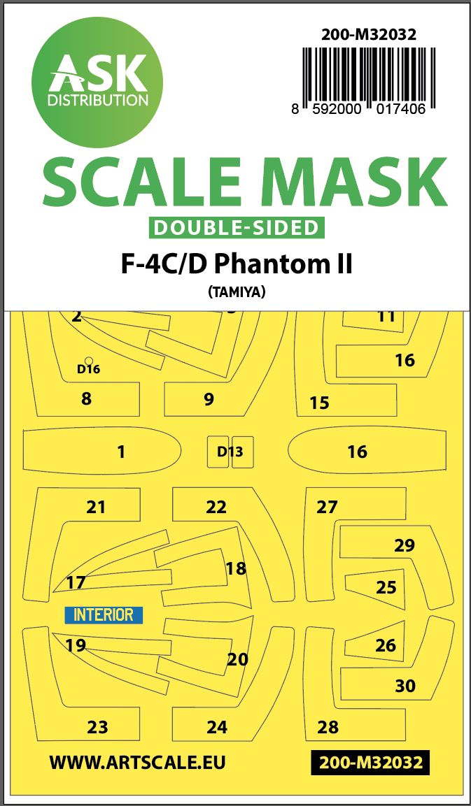 200-M32032 - F-4C/D Phantom double-sided mask for Tamiya - 1:32