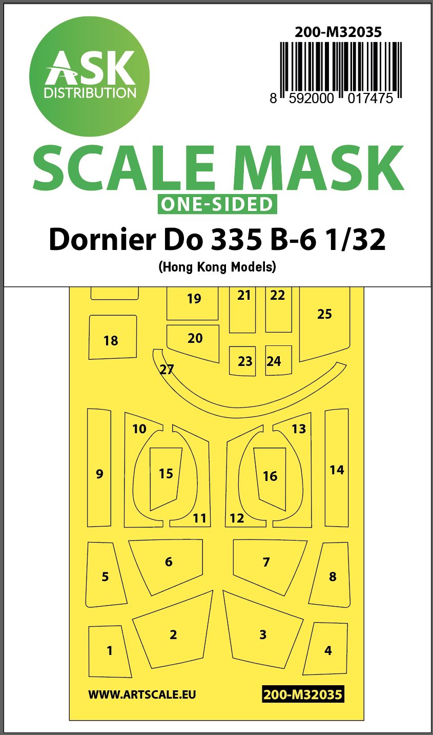200-M32035 - Dornier Do 335B-6 one-sided mask for HK Models - 1:32
