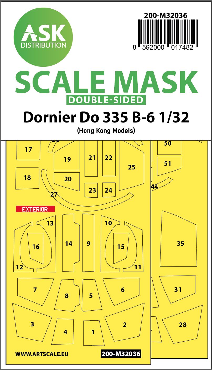 200-M32036 - Dornier Do 335B-6 double-sided mask for HK Models - 1:32