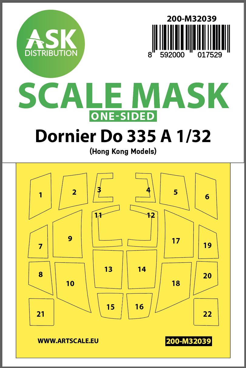 200-M32039 - Dornier Do 335A one-sided mask for HK Models - 1:32