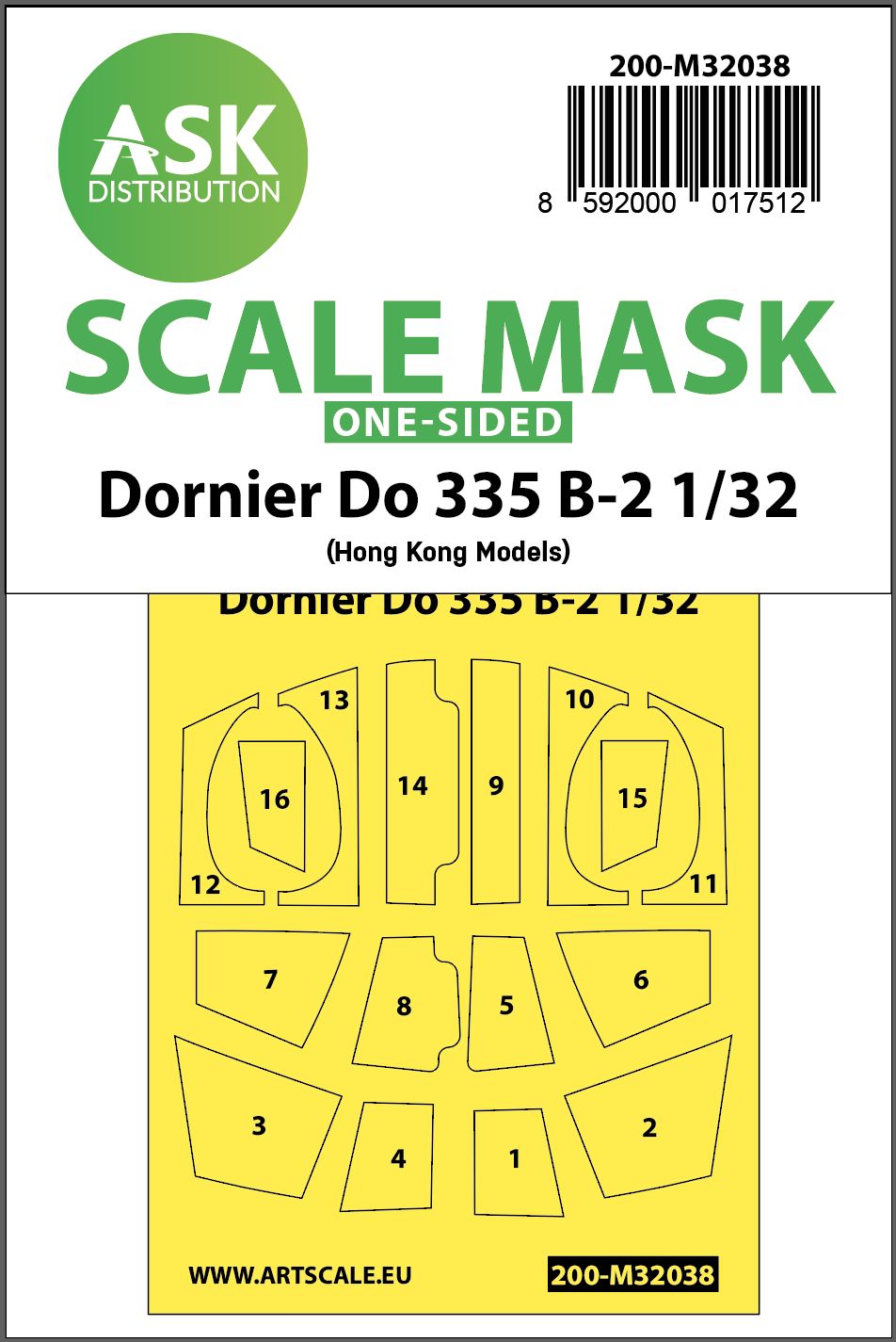 200-M32038 - Dornier Do 335B-2 one-sided mask for HK Models - 1:32