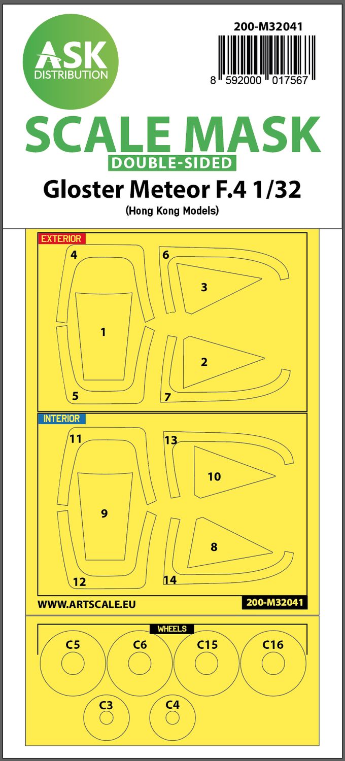 200-M32041 - Gloster Meteor F.4 double-sided mask for HK Models - 1:32