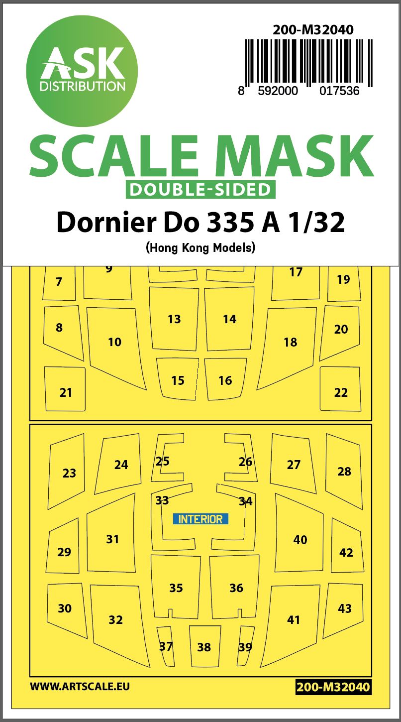 200-M32040 - Dornier Do 335A double-sided mask for HK Models - 1:32