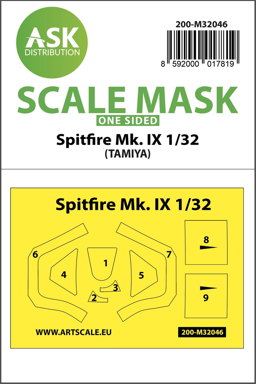 200-M32046 - Spitfire Mk.IX one-sided masks for Tamiya - 1:32