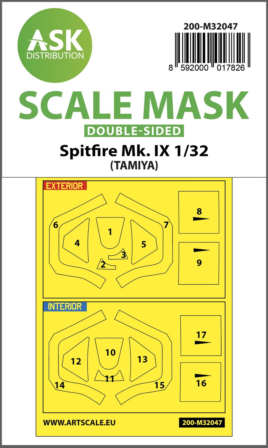 200-M32047 - Spitfire Mk.IX double-sided masks for Tamiya - 1:32