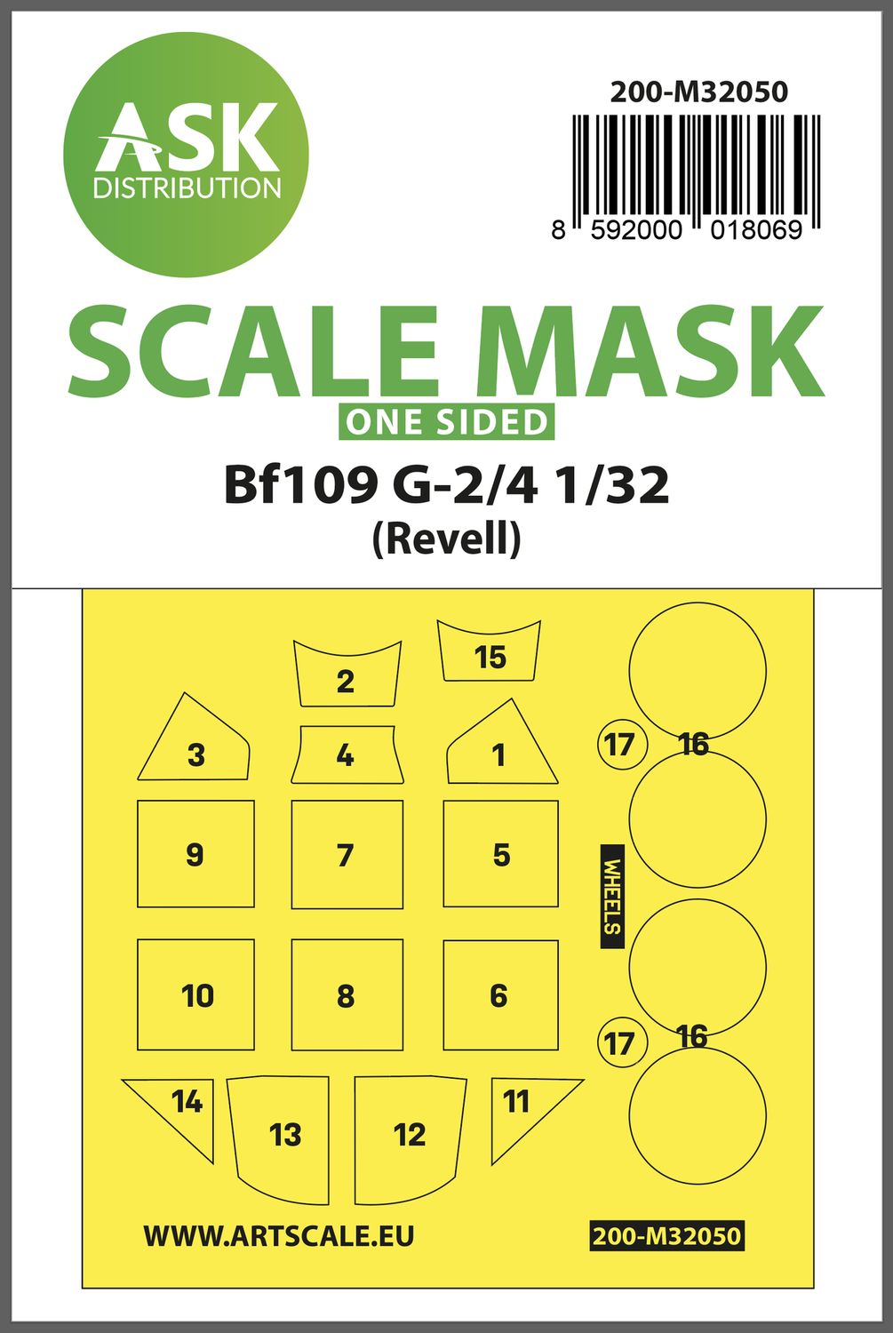 200-M32050 - Messerschmitt Bf 109G-2/G-4 one-sided express masks for Revell - 1:32