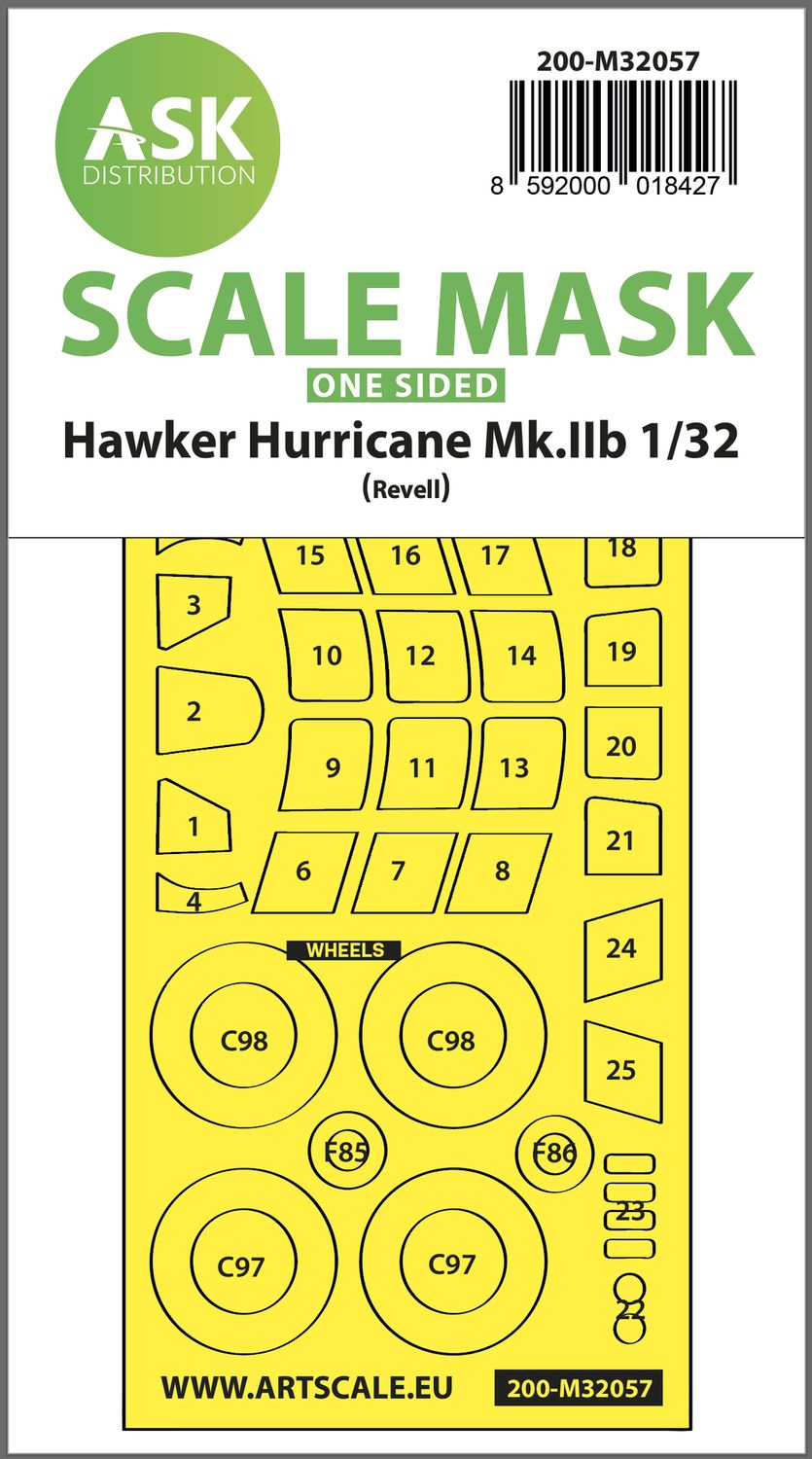 200-M32057 - Hawker Hurricane Mk.IIB one-sided express masks for Revell - 1:32