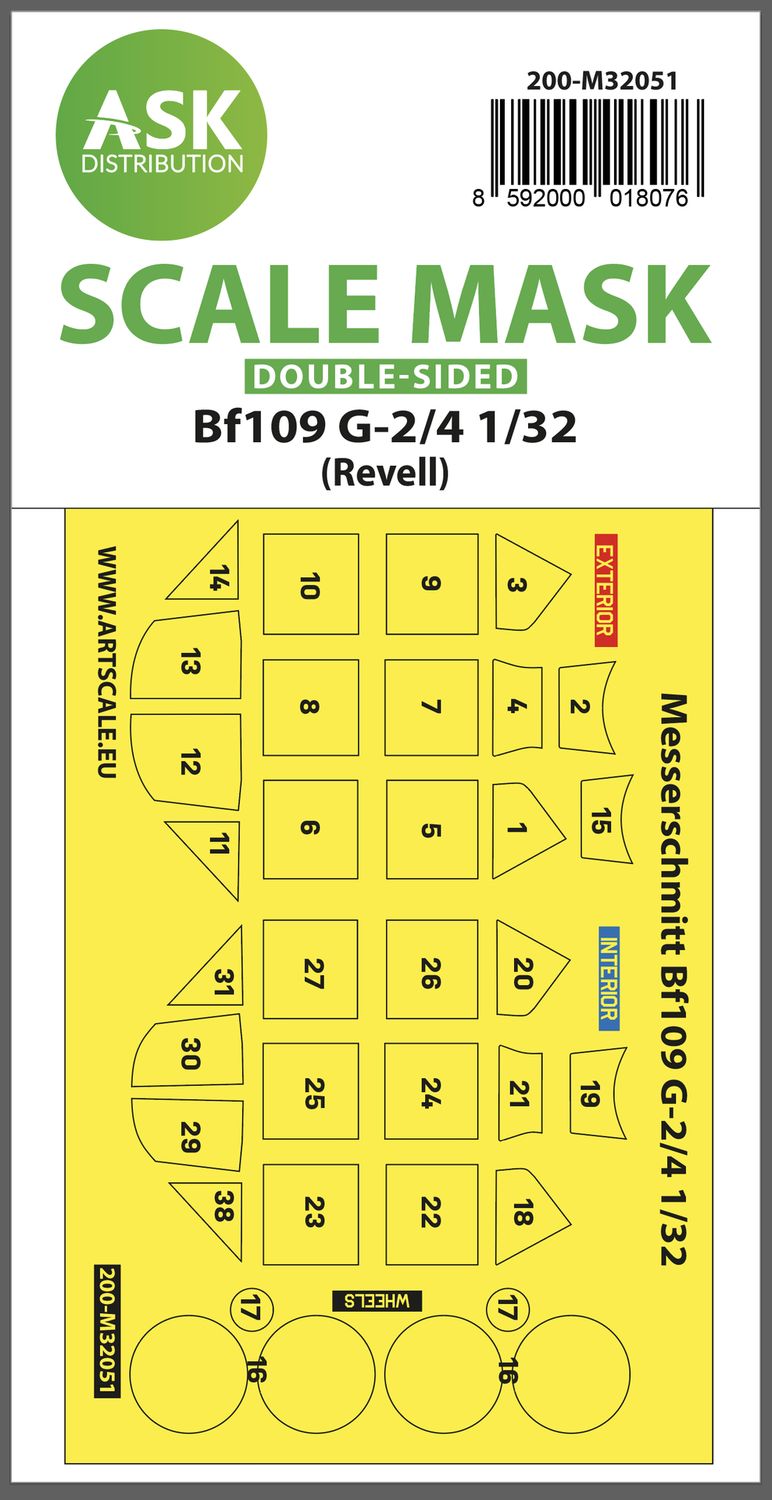 200-M32051 - Messerschmitt Bf 109G-2/G-4 double-sided express masks for Revell - 1:32