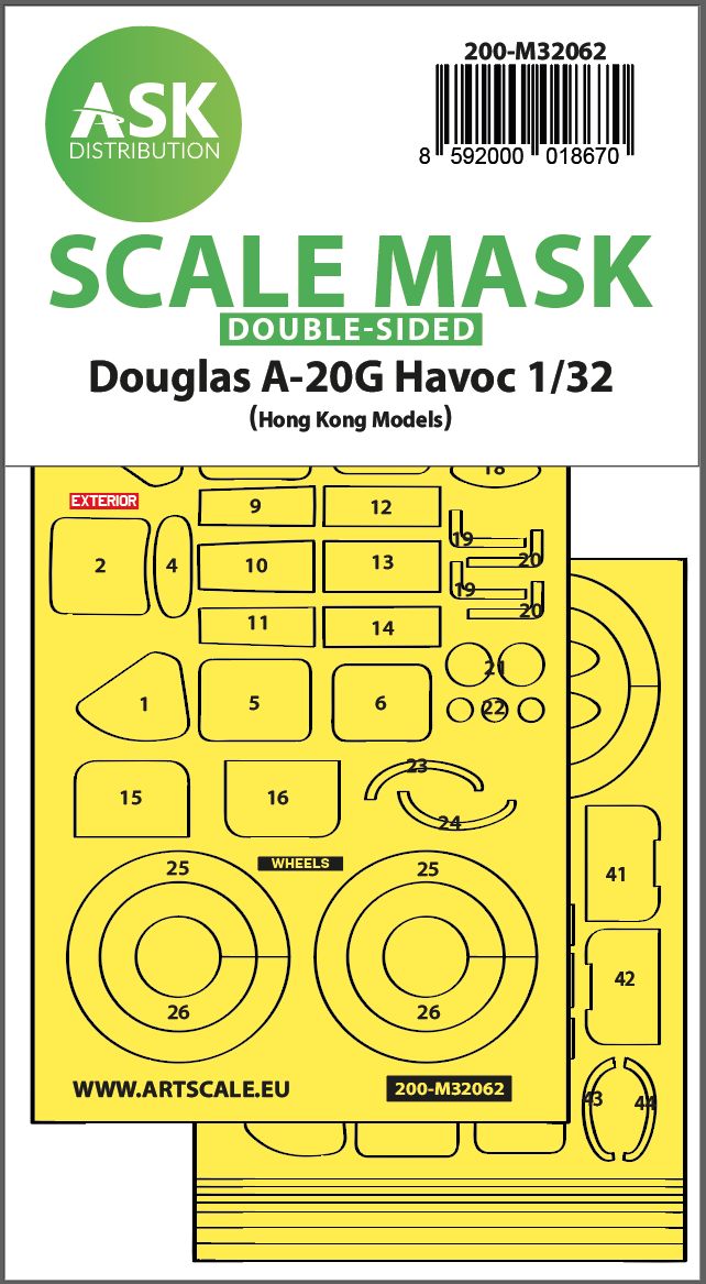 200-M32062 - A-20G Havoc double-sided express self adhesive mask for HK Model - 1:32