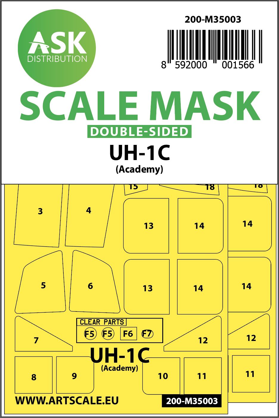 200-M35003 - UH-1C double-sided painting mask for Academy - 1:35