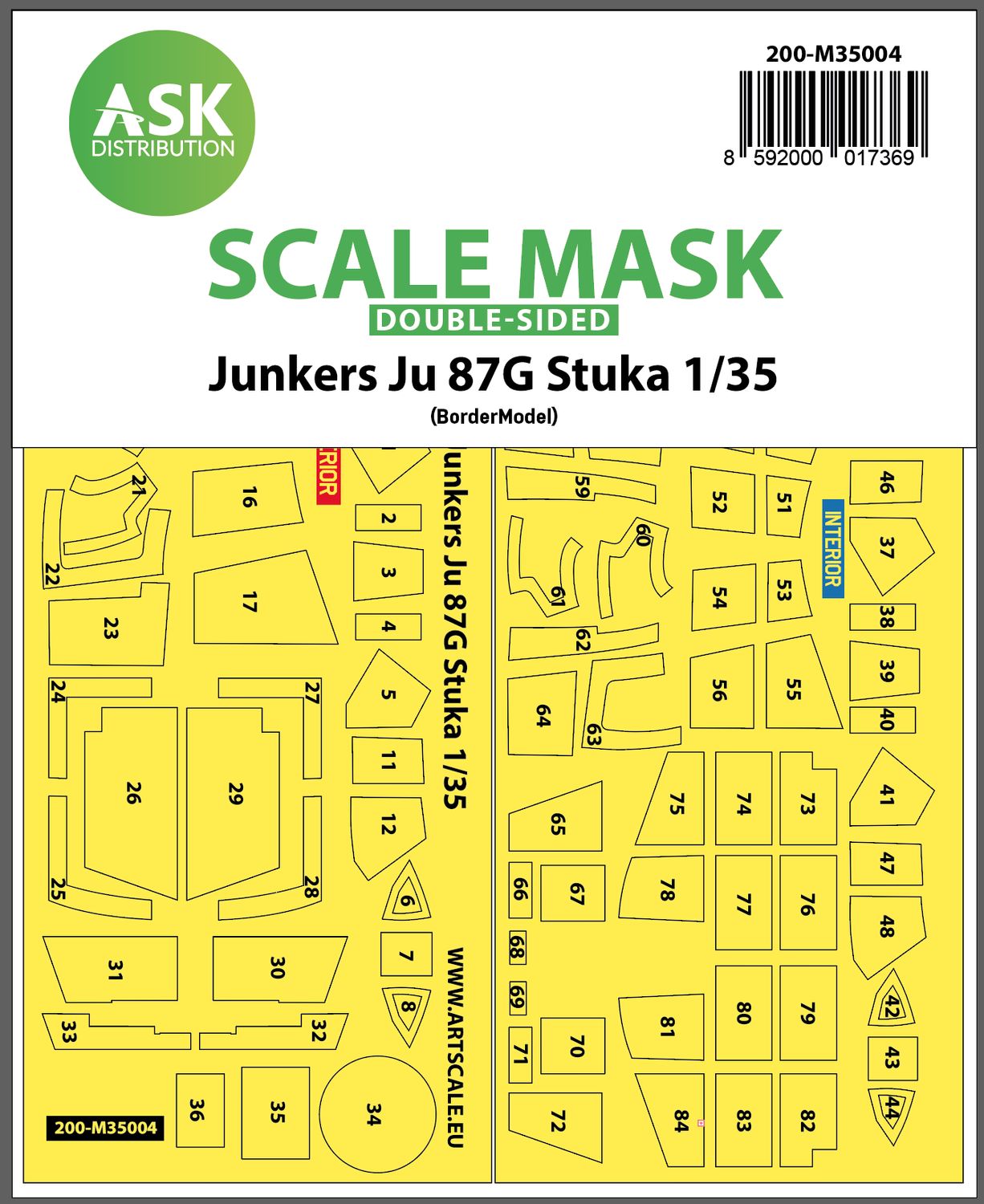 200-M35004 - Junkers Ju 87G Stuka double-sided painting mask for Border Model - 1:35