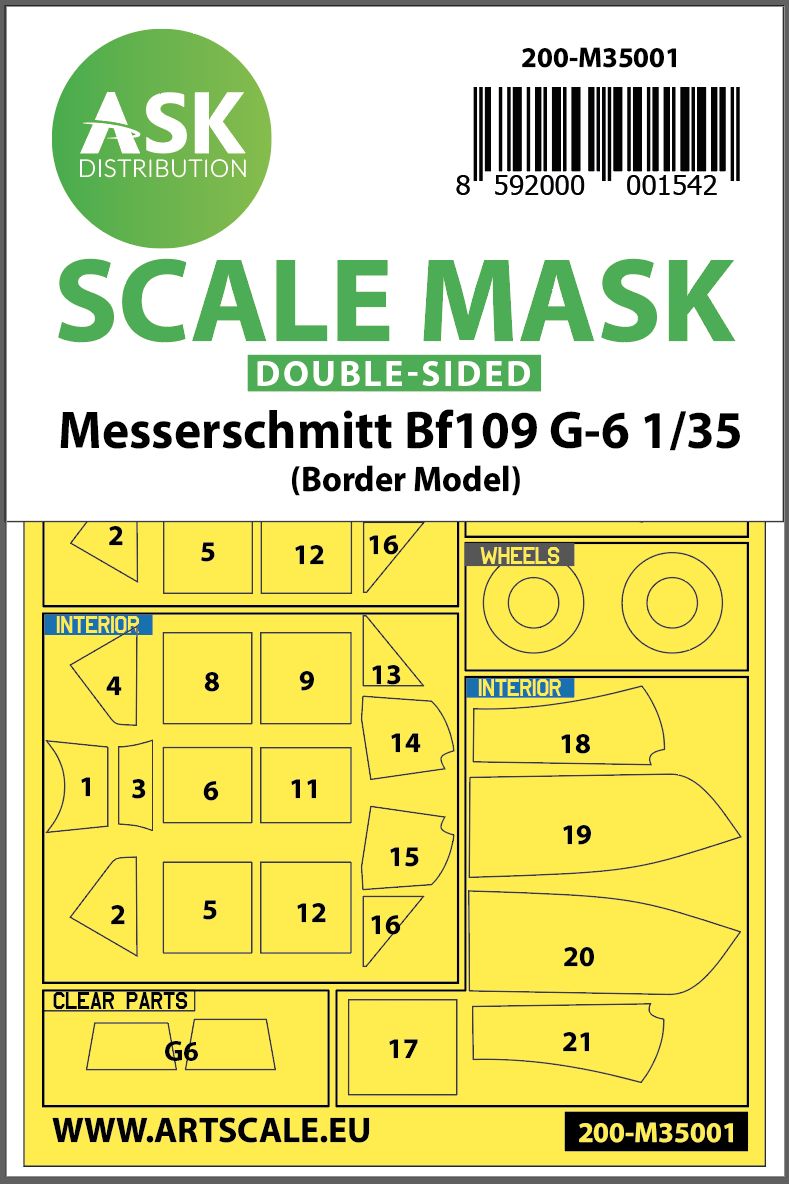 200-M35001 - Messerschmitt Bf 109G-6 double-sided painting mask for Border Model - 1:35