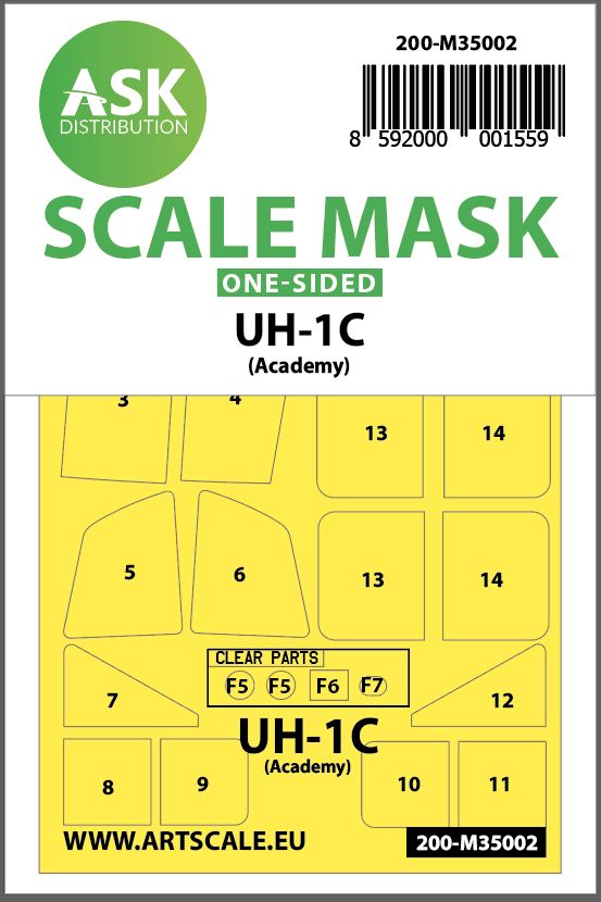 200-M35002 - UH-1C one-sided painting mask for Academy - 1:35