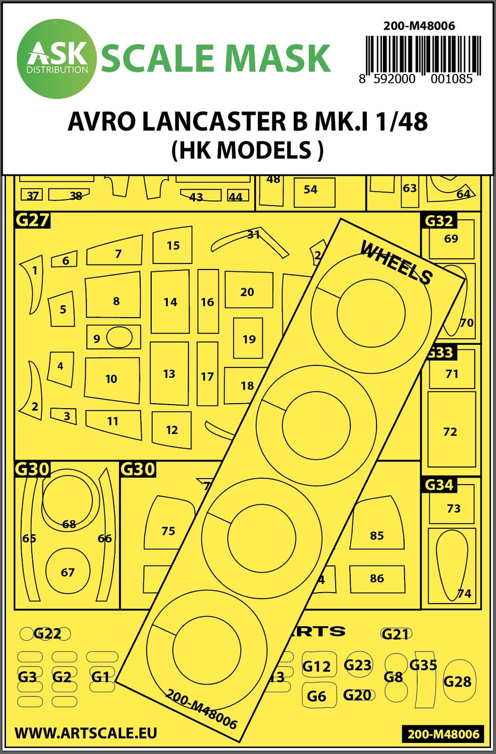 200-M48006 - Avro Lancaster Mk.I B outside painting mask for HK Models - 1:48