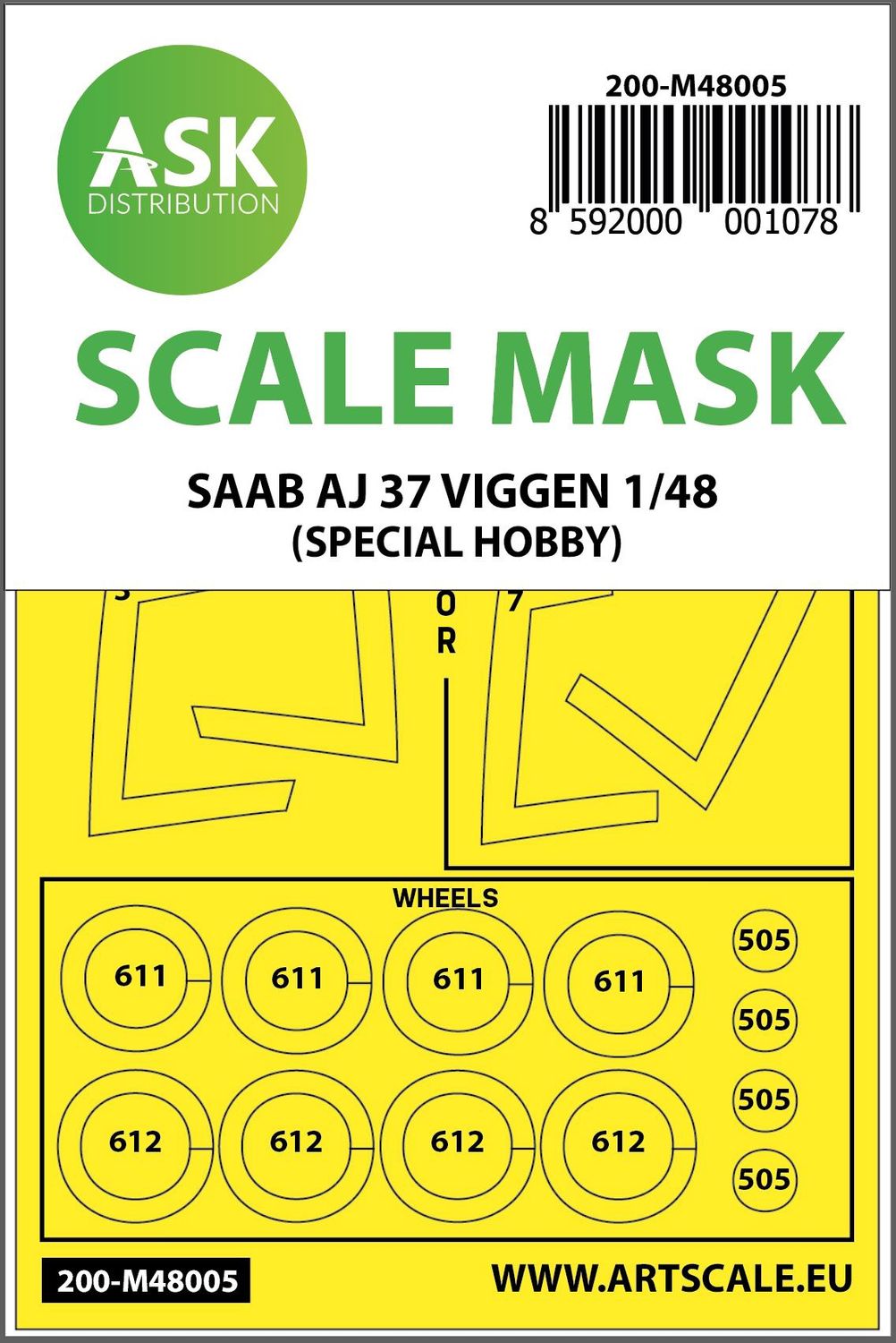 200-M48005 - SAAB AJ 37 Viggen double-sided painting mask for Special Hobby - 1:48