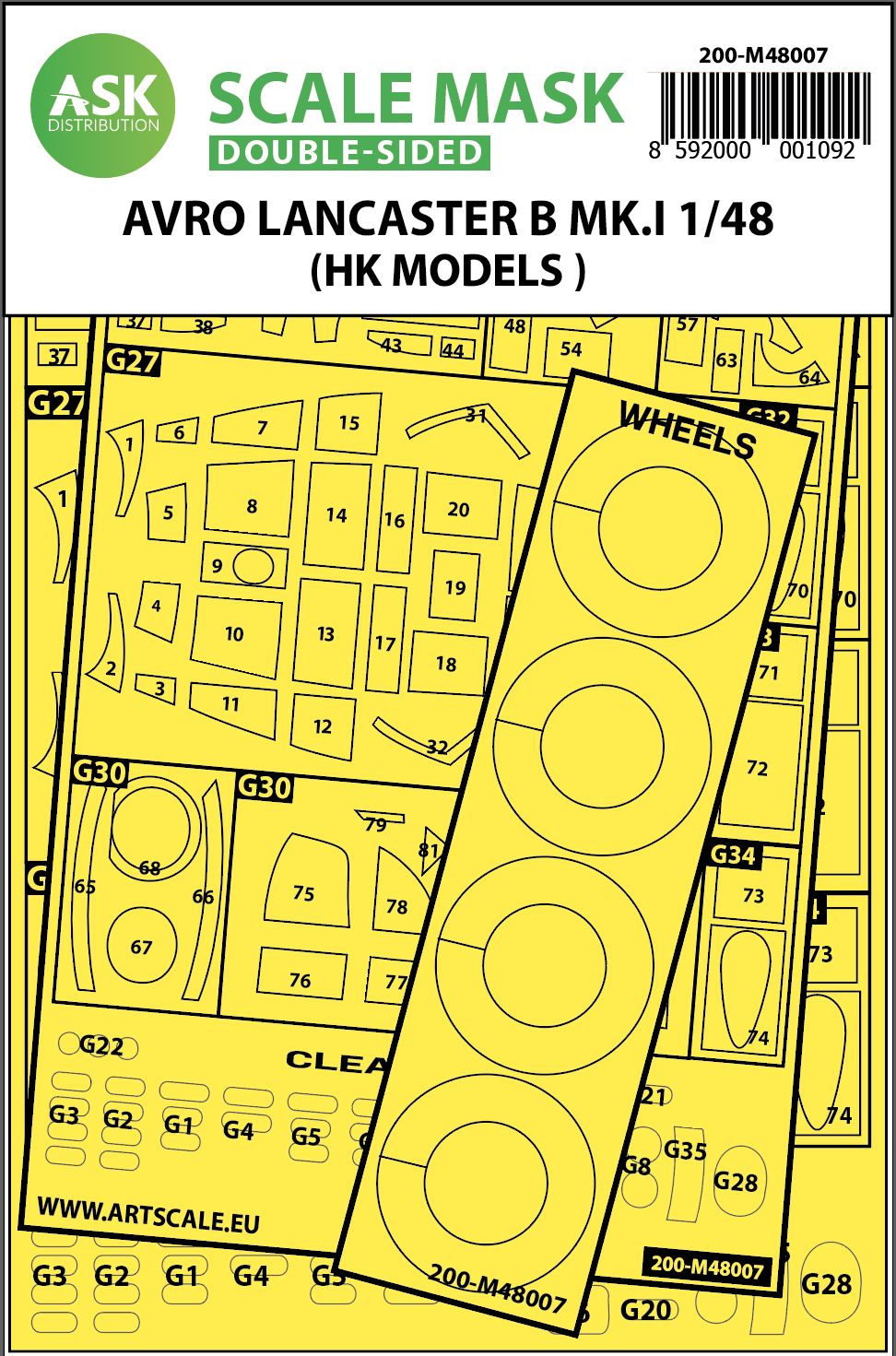 200-M48007 - Avro Lancaster Mk.I B double-sided painting mask for HK Models - 1:48