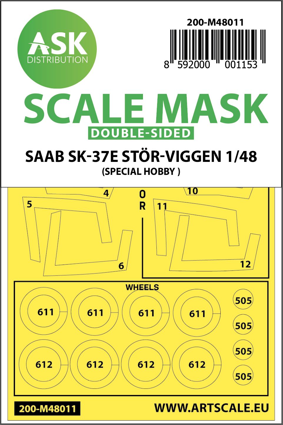 200-M48011 - SAAB SK-37E Stör-Viggen double-sided painting mask for Special Hobby - 1:48