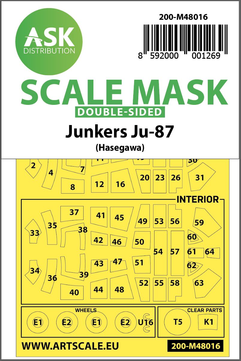 200-M48016 - Junkers Ju 87D double-sided painting mask for Hasegawa / Hobby2000 - 1:48