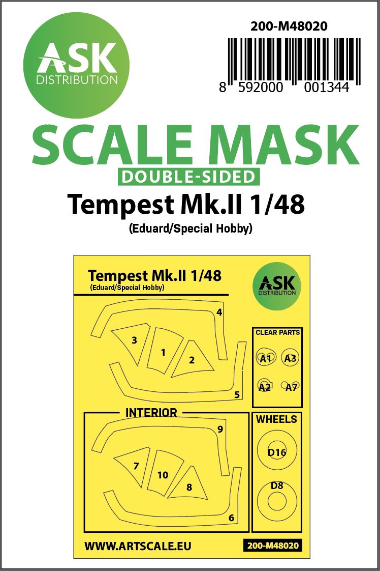 200-M48020 - Hawker Tempest Mk.II double-sided painting mask for Eduard / Special Hobby - 1:48