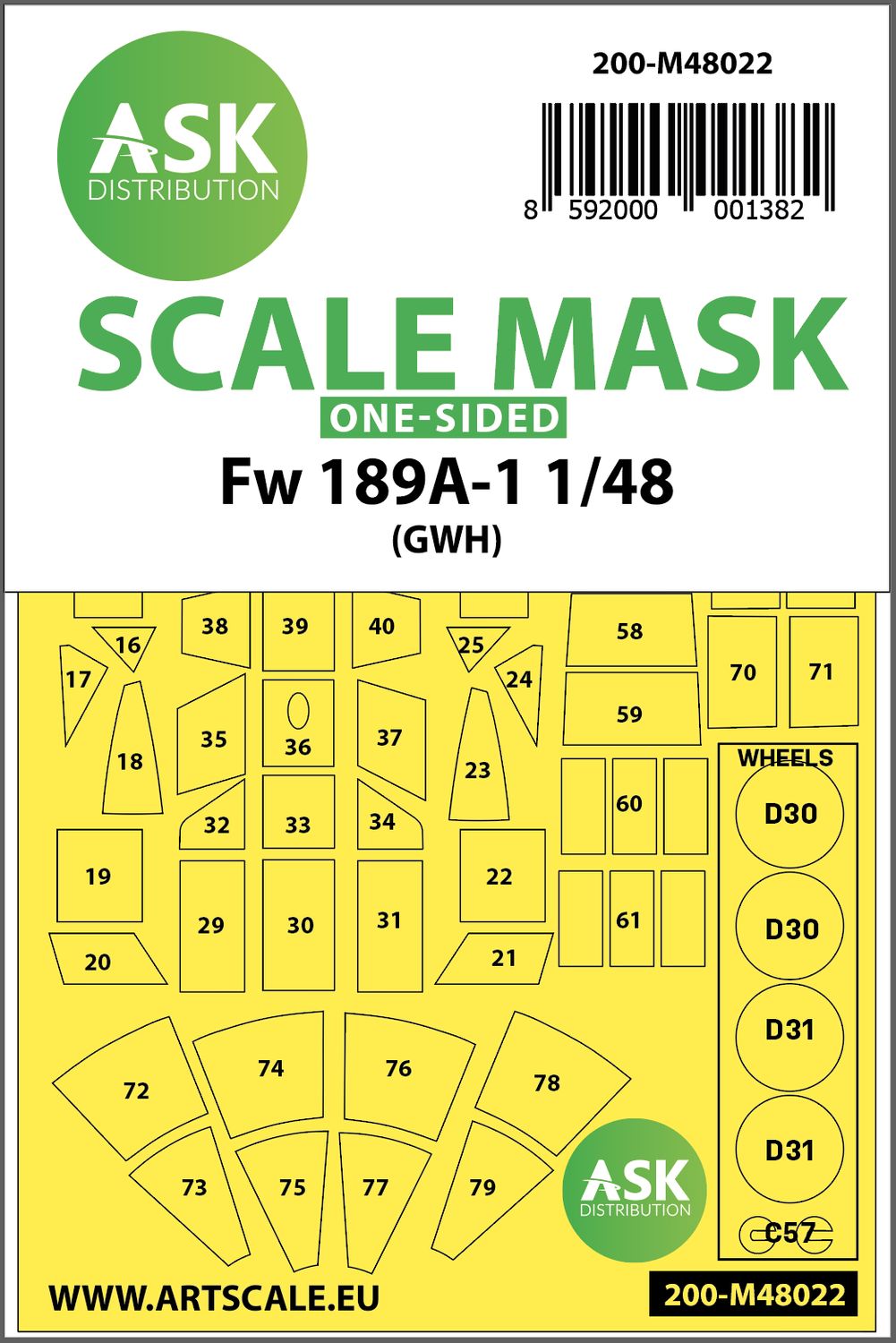 200-M48022 - Focke Wulf Fw 189 one-sided painting mask for Great Wall Hobby - 1:48