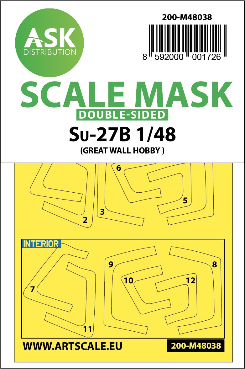 200-M48038 - SU-27 Flanker B double-sided painting mask for Great Wall Hobby - 1:48