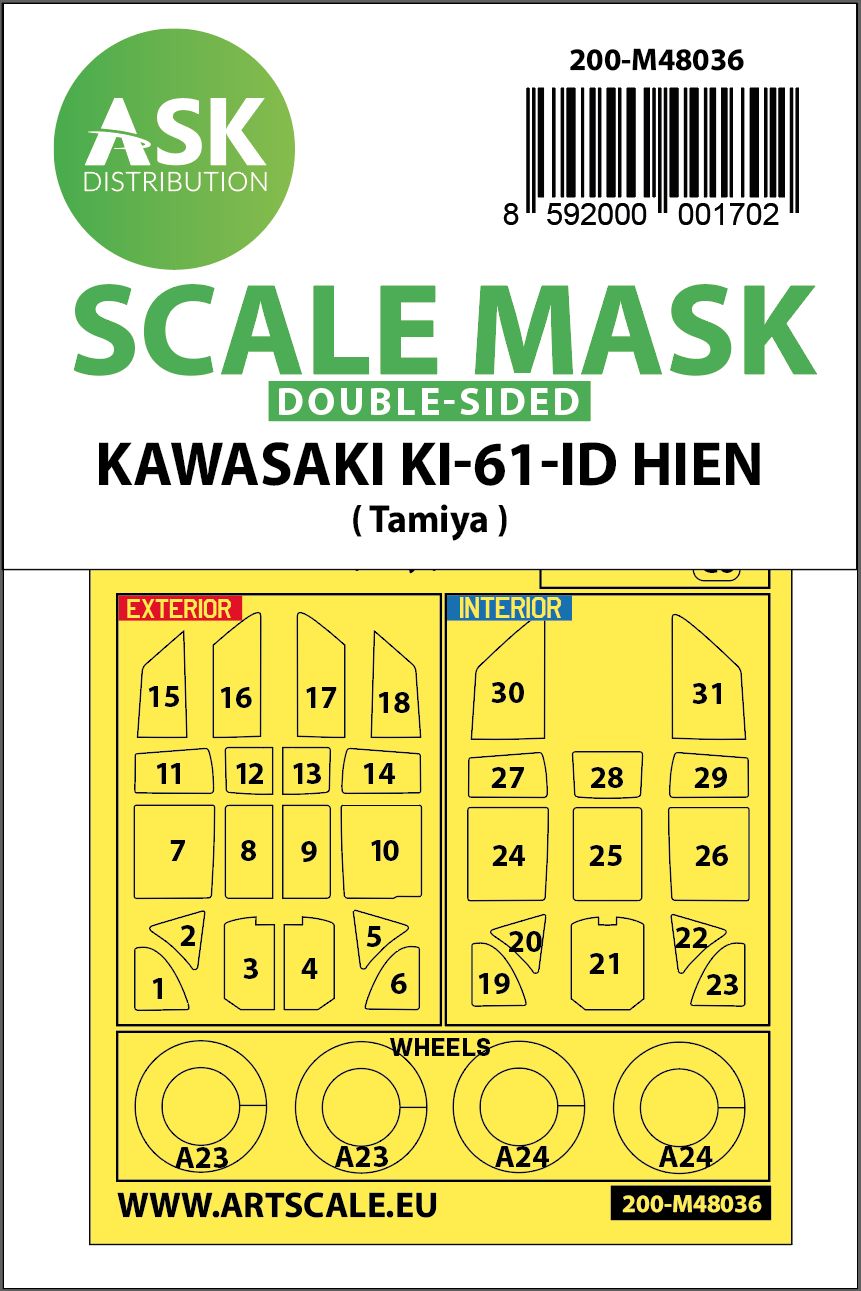 200-M48036 - Kawasaki Ki-61-ID Hien double-sided painting mask for Tamiya - 1:48