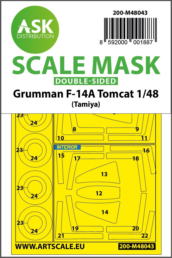 200-M48043 -  F-14A Tomcat double-sided painting mask for Tamiya - 1:48
