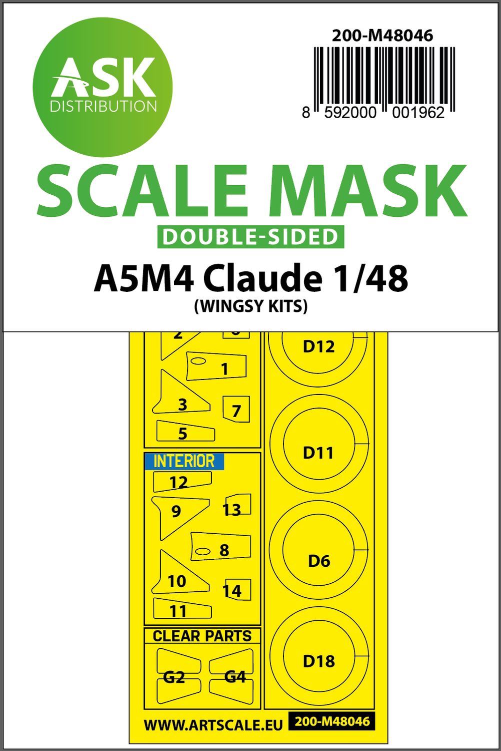 200-M48046 - A5M4 Claude double-sided painting mask for Wingsy kits - 1:48