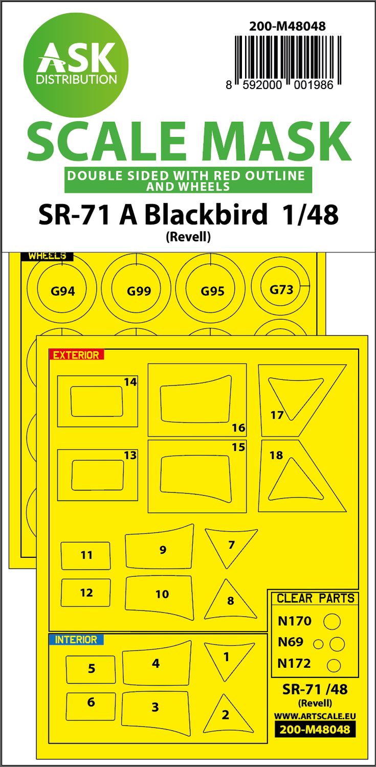 200-M48048 - SR-71 A Blackbird double-sided incl red lines mask for Revell - 1:48