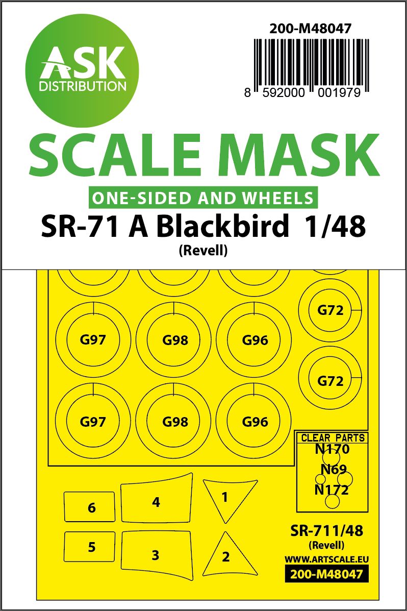 200-M48047 - SR-71 A Blackbird one-sided mask for Revell - 1:48