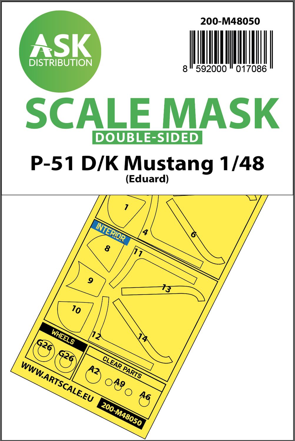 200-M48050 - P-51D/K Mustang double-sided mask for Eduard - 1:48