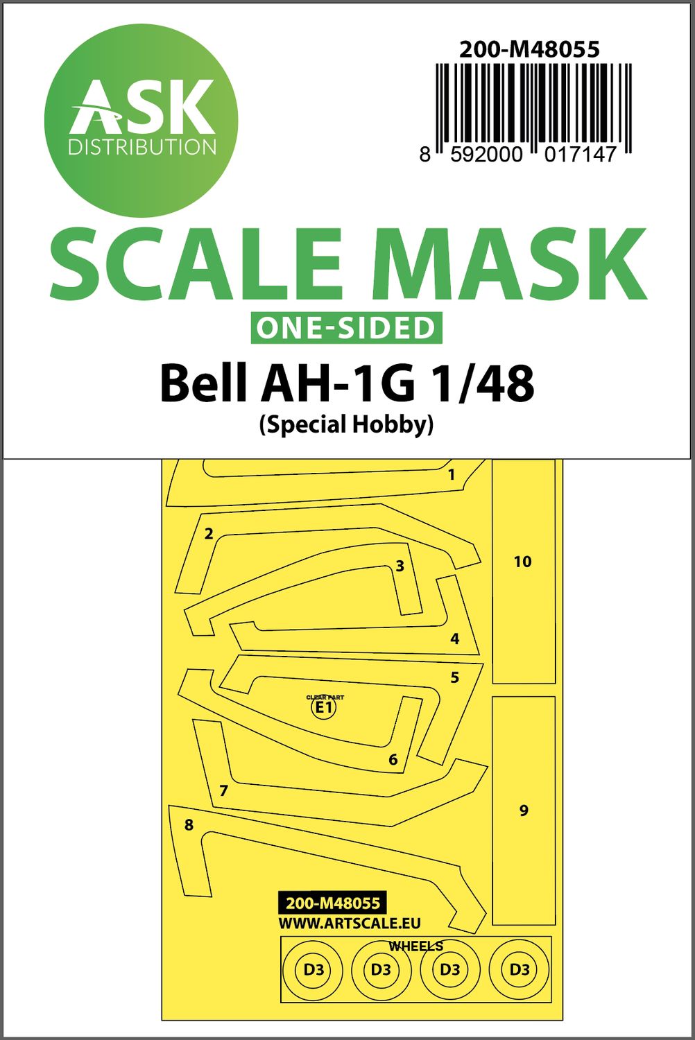 200-M48055 - Bell AH-1G one-sided express mask for Special Hobby - 1:48