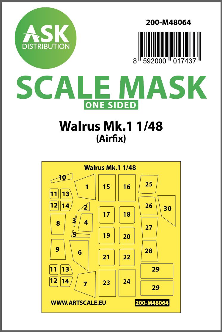 200-M48064 - Walrus Mk.1 one-sided mask for Airfix - 1:48
