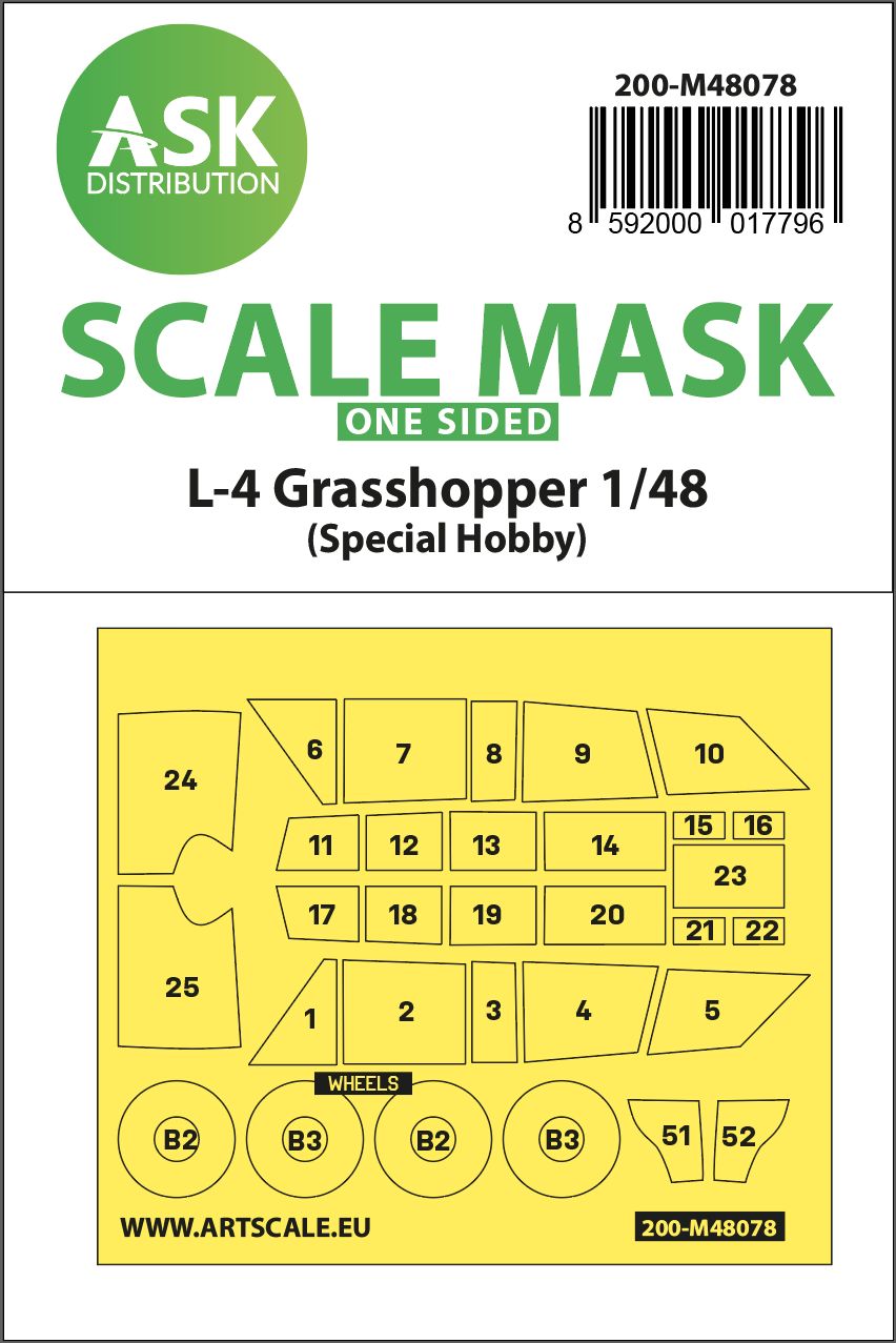 200-M48078 - L-4 Grasshopper one-sided self-adhesive mask for Special Hobby - 1:48
