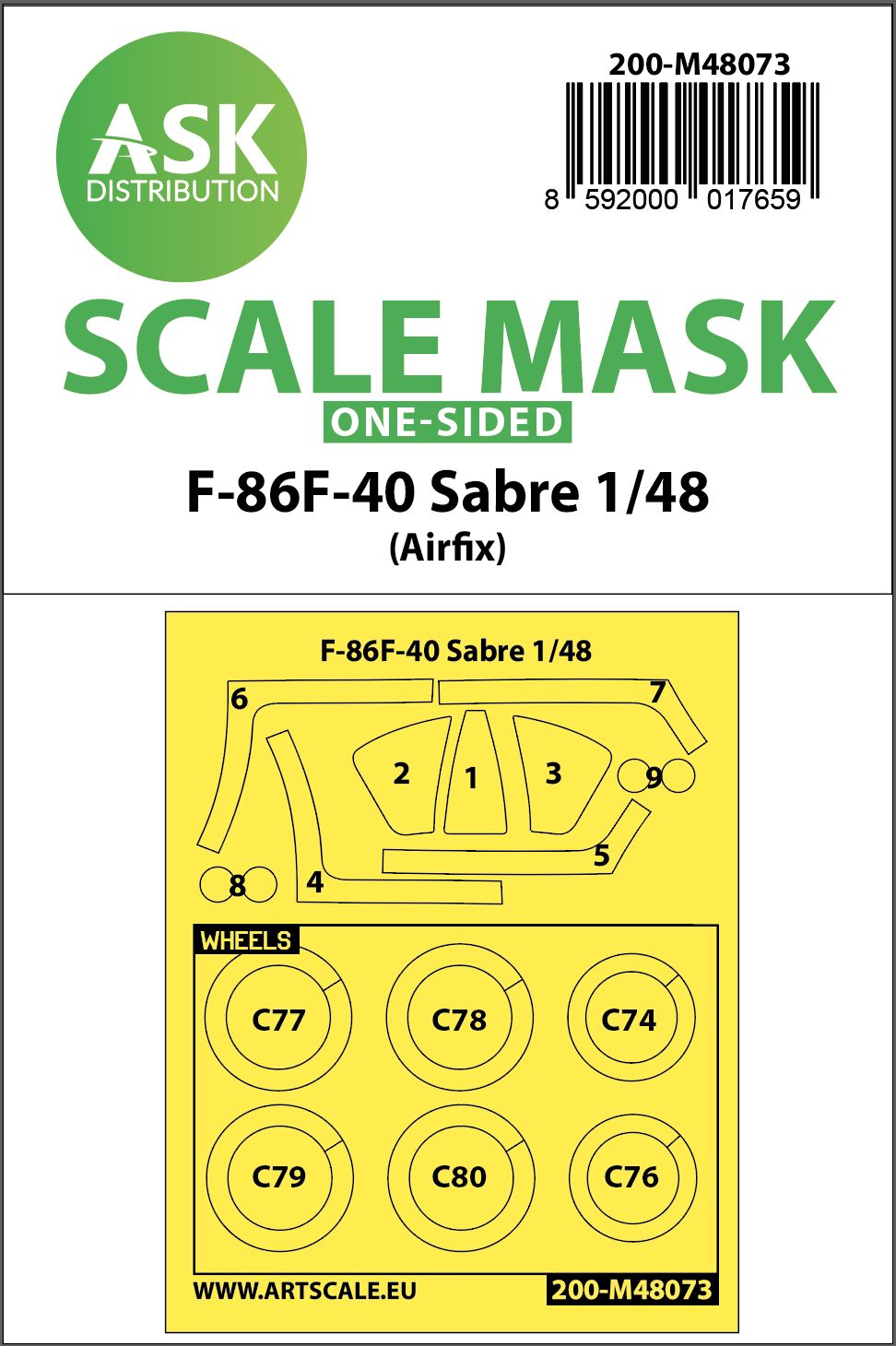 200-M48073 - F-86F-40 Sabre one-sided mask for Airfix - 1:48