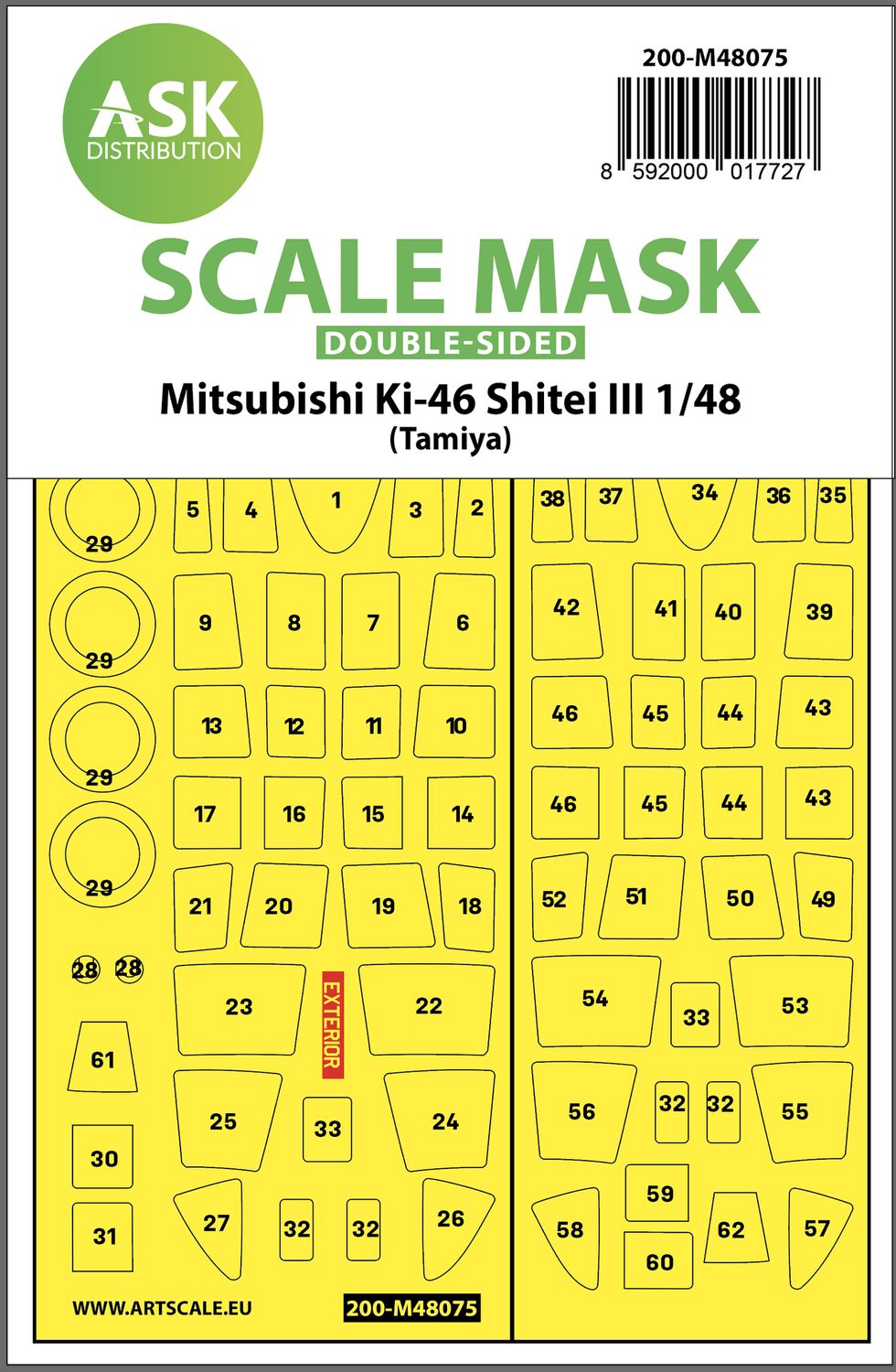 200-M48075 - Mitsubishi Ki-46 Shitei III double-sided mask for Tamiya - 1:48