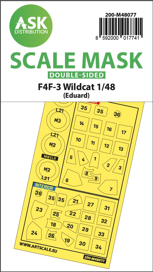 200-M48077 - F4F-3 Wildcat double-sided express mask for Eduard - 1:48