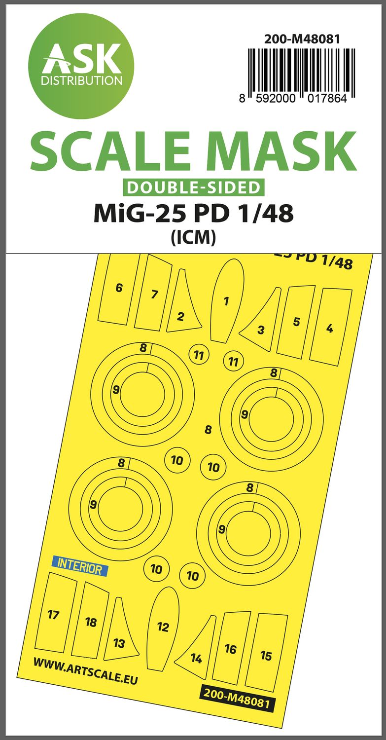 200-M48081 - MiG-25 PD double-sided mask self-adhesive pre-cutted for ICM - 1:48