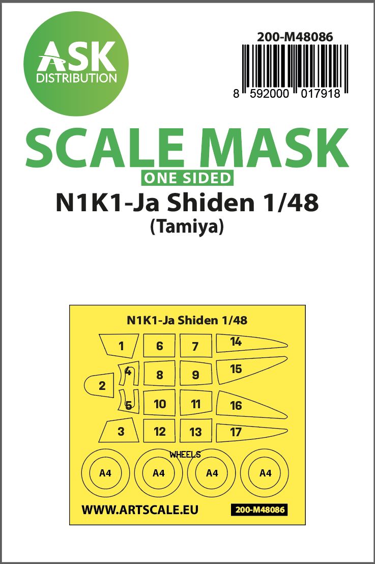 200-M48086 - N1K1-Ja Shiden one-sided mask self-adhesive pre-cutted for Tamiya - 1:48