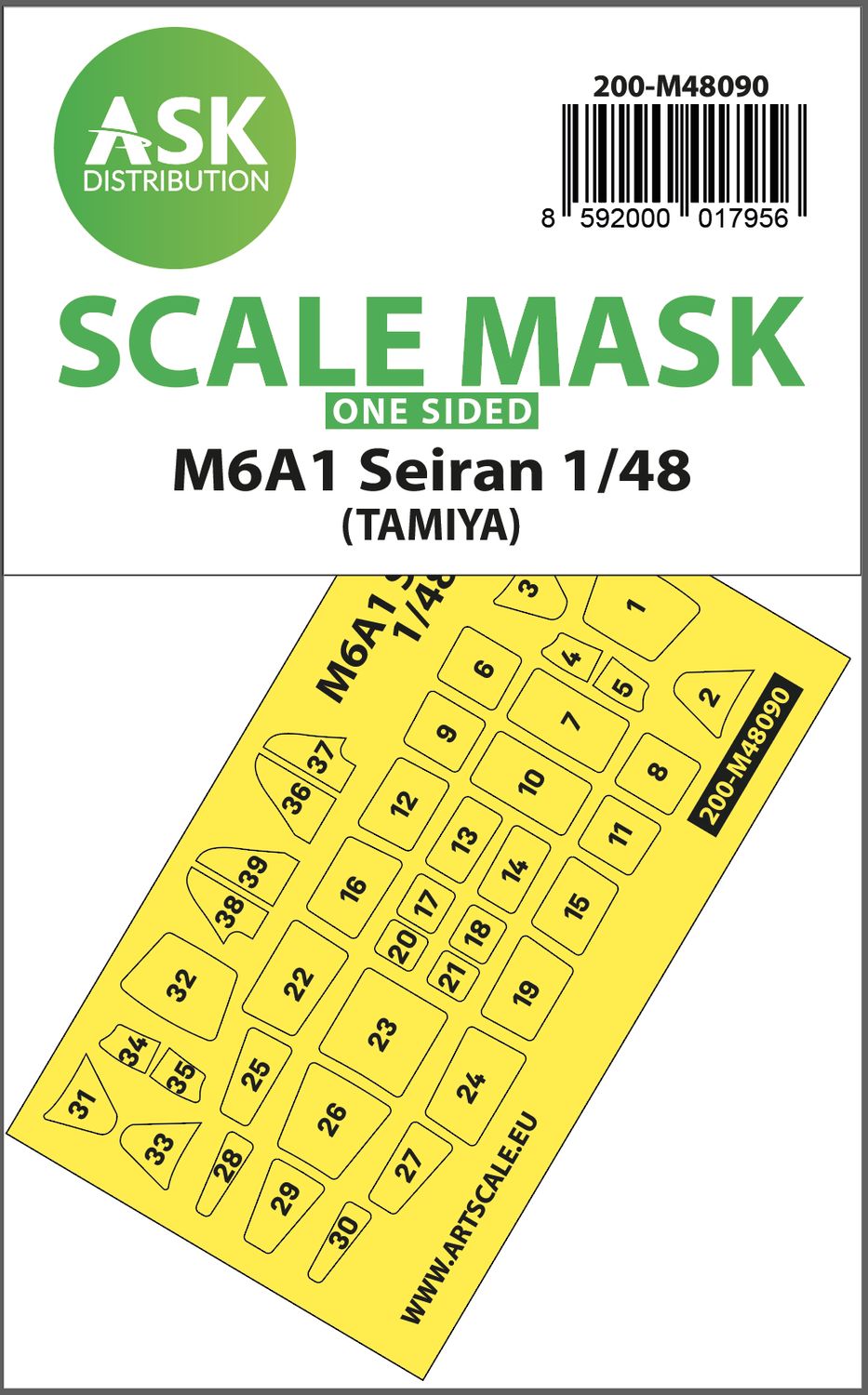 200-M48090 - M6A1 Seiran one-sided mask self-adhesive pre-cutted for Tamiya - 1:48