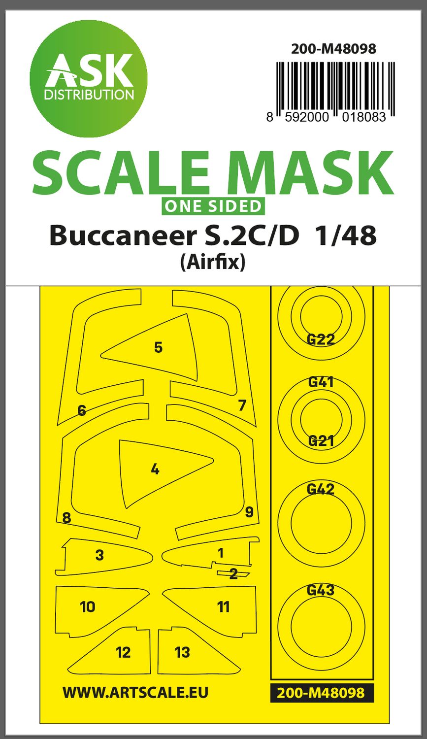 200-M48098 - Buccaneer S.2C/D one-sided mask self-adhesive, pre-cutted for Airfix - 1:48