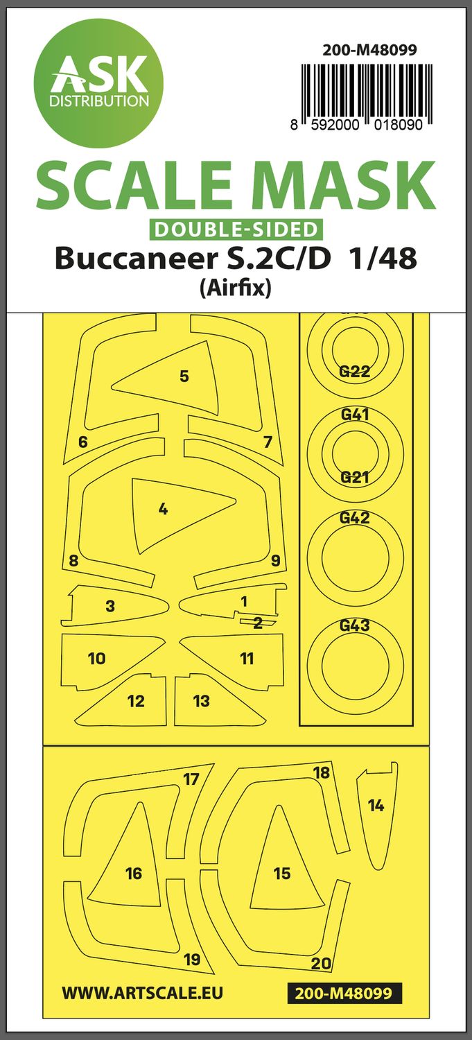 200-M48099 - Buccaneer S.2C/D double-sided mask self-adhesive, pre-cutted for Airfix - 1:48