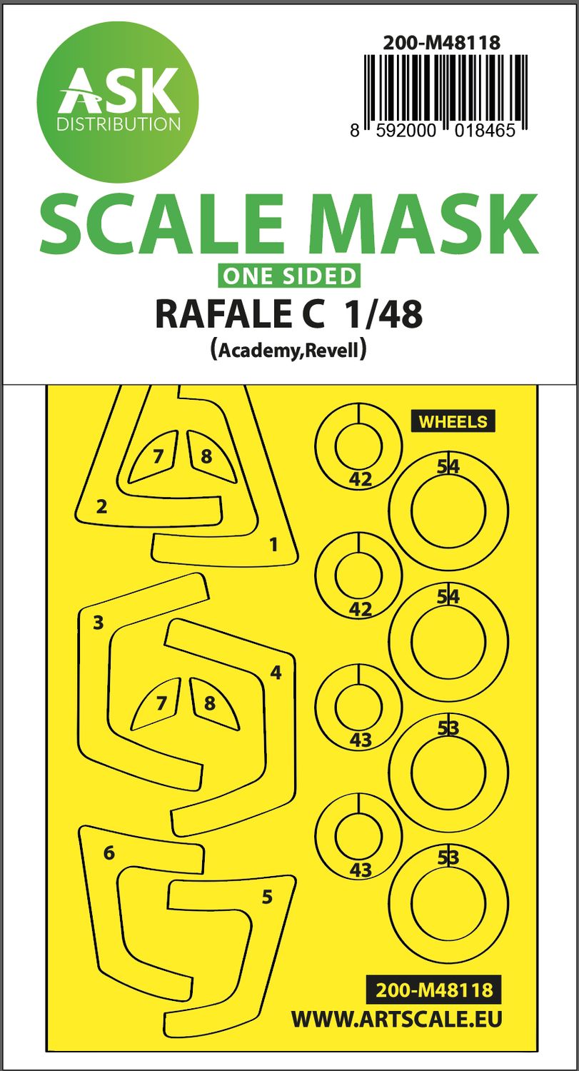 200-M48118 - Rafale C one-sided express mask, self-adhesive and pre-cutted for Academy - 1:48