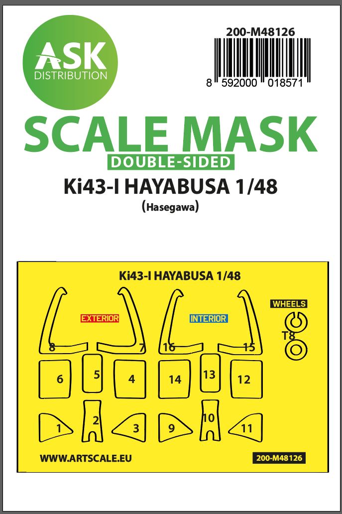 200-M48126 - Ki-43-I Hayabusa double-sided express mask, self-adhesive and pre-cutted for Hasegawa - 1:48