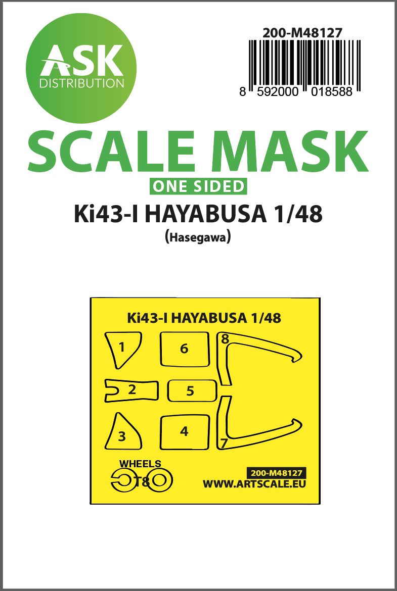 200-M48127 - Ki-43-I Hayabusa one-sided express mask, self-adhesive and pre-cutted for Hasegawa - 1:48