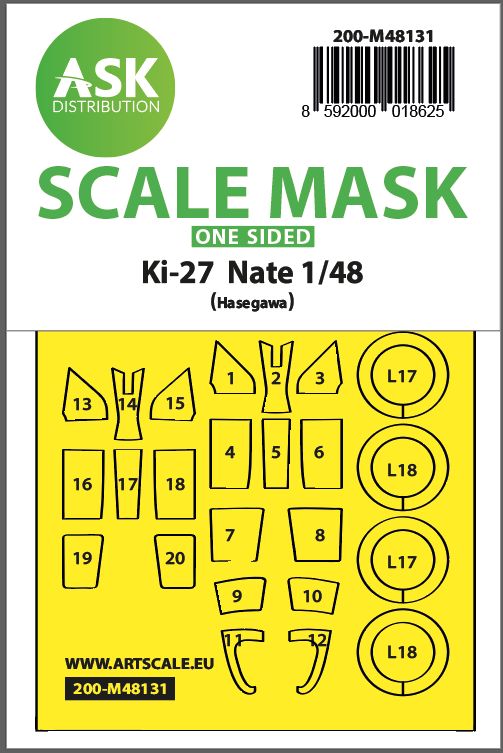 200-M48131 - Ki-27 Nate one-sided express mask for Hasegawa - 1:48