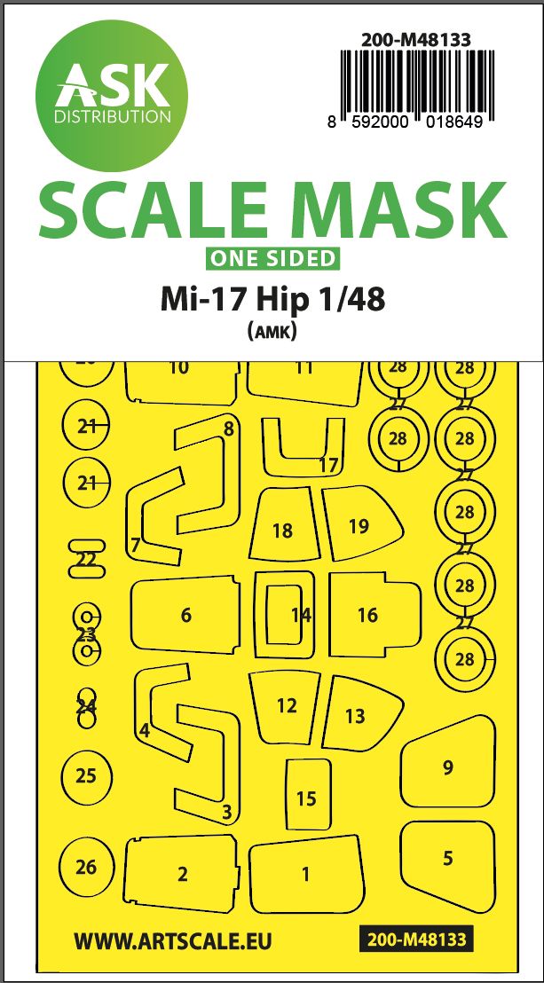 200-M48133 - Mil Mi-17Hip one-sided express mask for AMK - 1:48