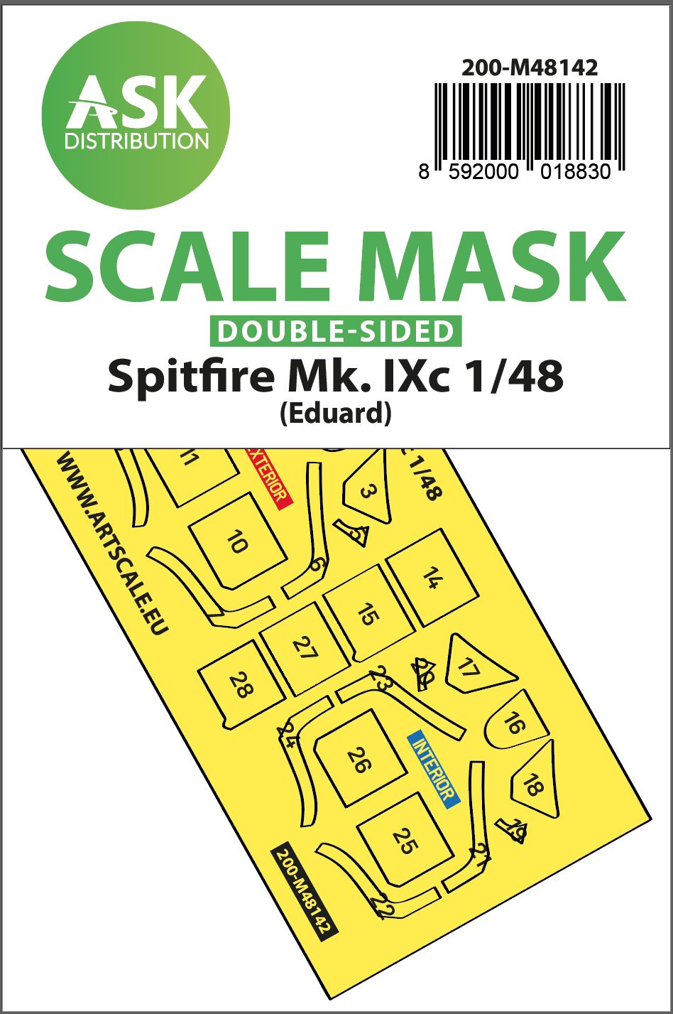 200-M48142 - Spitfire Mk.IXc double-sided express fit mask for Eduard - 1:48